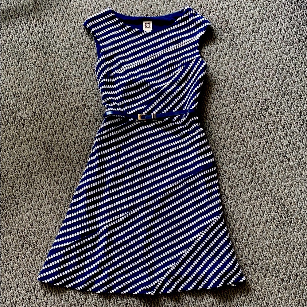Anne Klein Blue and White Textured Dress
